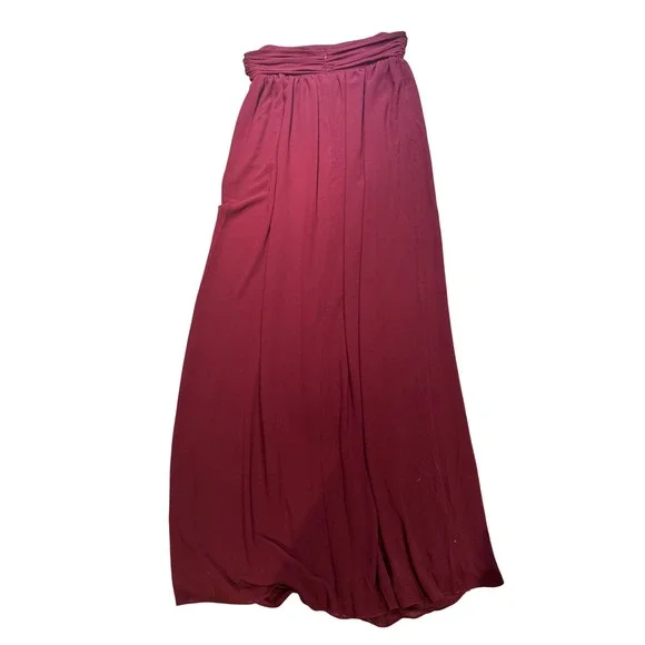 Lovers and Friends Burgundy Strapless Ruched Maxi Dress Wine Bridesmaid Gown L - Picture 6 of 9